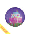 Mylar Happy Birthday Cake and Polka Dots Round 18" Loose