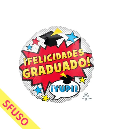 Mylar Felicidades Graduado with Polka Dots Round 18" Loose