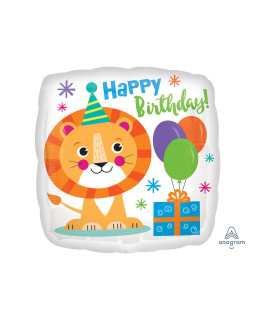 Mylar Happy Birthday Lion Square 18" 1pc