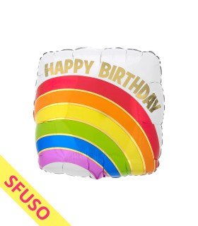 Mylar Happy Birthday Rainbow Square 18" Bulk