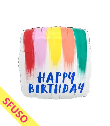 Mylar Happy Birthday Square Paint Strips 18" Bulk