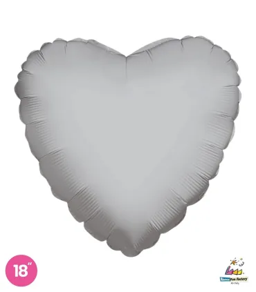 Mylar Heart Silver 18" 1pc