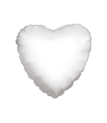 White Heart Mylar 4" with valve pack. 5pcs
