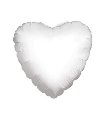 Mylar White Heart 9" with valve pack. 5pcs