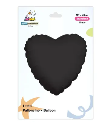 Mylar Heart Black 18" 1pc