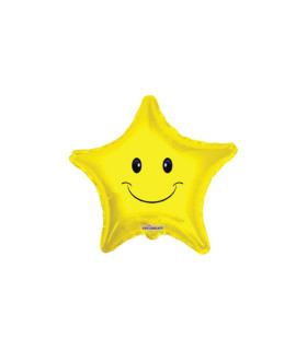 Mylar Face Smile Star MiniShape 9" pack 5pcs