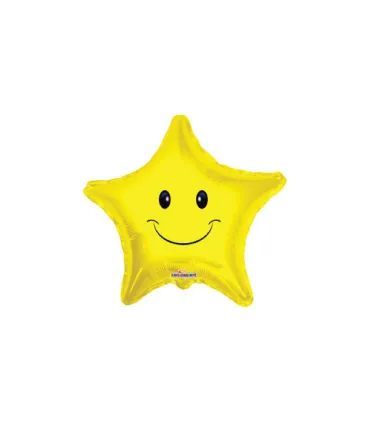 Mylar Face Smile Star MiniShape 9" pack 5pcs