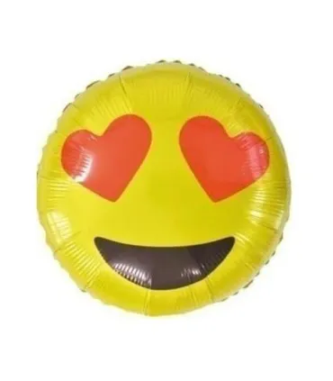 Mylar Emoticon Round Heart Eyes 18" 1pc