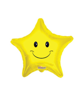 Mylar Face Smile Star 18" 1pc