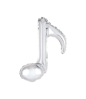 Mylar Single Silver Musical Note h18" pack 5pcs
