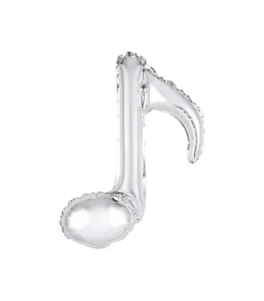 Mylar Single Silver Musical Note h18" pack 5pcs