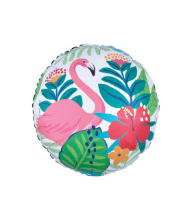 Mylar Flamingo Tropical Jungle Round 17" 1pc