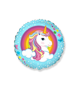 Mylar Unicorn Cute Round 18" 1pc
