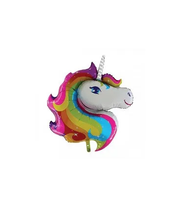 Mylar Unicorn Head Minishape h12" pack 5pcs