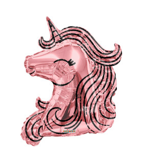 Mylar Unicorn Pink Gold SuperShape h36" 1pc