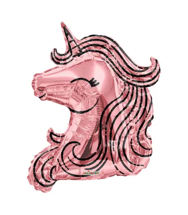 Mylar Unicorn Pink Gold SuperShape h36" 1pc