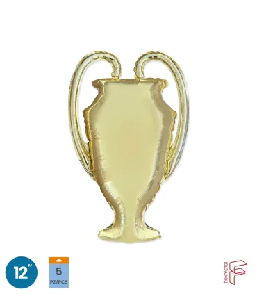 Mylar Light Gold Trophy Cup MiniShape h12" pack 5pcs