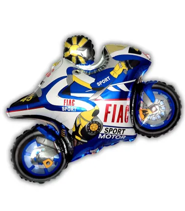 Mylar Motorcycle Racing Blue SuperShape w33" 1pc