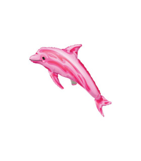 Mylar Dolphin Pink MiniShape w12" pack 5pcs