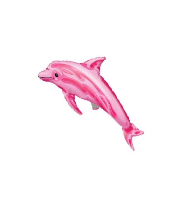 Mylar Dolphin Pink MiniShape w12" pack 5pcs