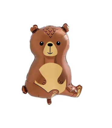 Mylar Brown Teddy Bear Sitting SuperShape h25" 1pc