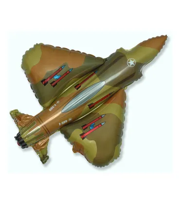 Mylar Airplane Military Green SuperShape h39" 1pc