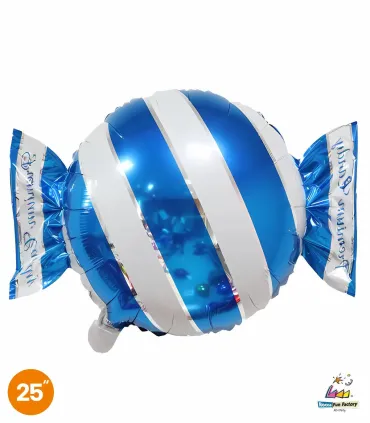 Mylar Striped Candy Blue Superhape w25" 1pc