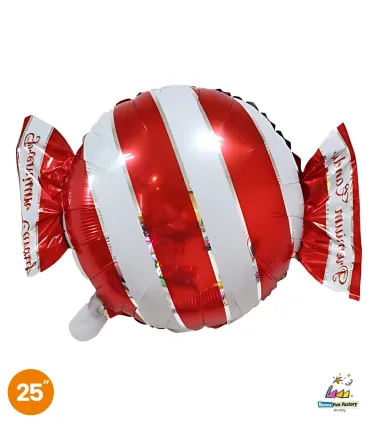 Mylar Striped Candy Red Superhape w25" 1pc