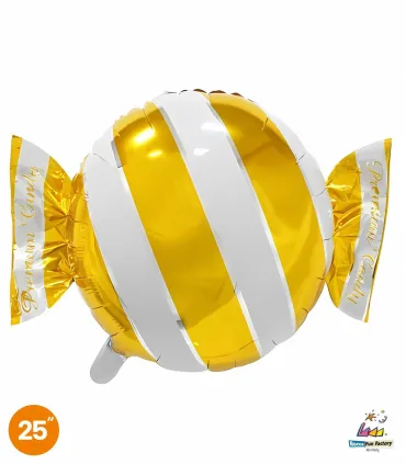 Mylar Striped Candy Yellow and Gold Superhape w25" 1pc