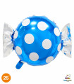 Mylar SuperShape Blue Polka Dot Candy w25" 1pc