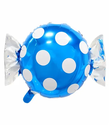 Mylar SuperShape Blue Polka Dot Candy w25" 1pc