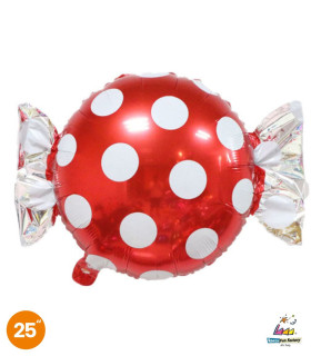 Mylar Red Polka Dot Candy SuperShape w25" 1pc