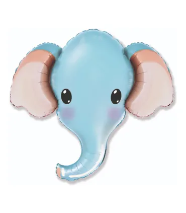 Mylar Elephant Head Light Blue SuperShape w32" 1pc