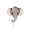 Mylar Elephant Grey Head MiniShape w12" pack 5pcs