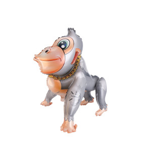 Mylar 4D Gray Orangutan Monkey SuperShape h"23 1pc
