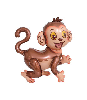 Mylar 4D Monkey Dark Brown SuperShape h21" 1pc