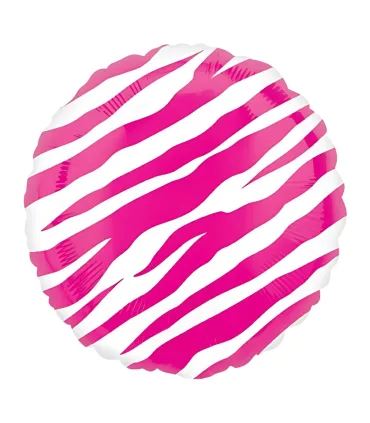 Mylar Round Striped Fuchsia 18" 1pc