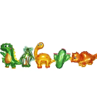 Mylar Festoon Dinosaurs with Straw Ribbons w39" 1pc