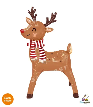 Mylar Christmas Reindeer Standing h39" 1pc
