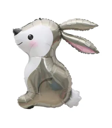 Mylar Rabbit White Silver SuperShape h31" 1pc