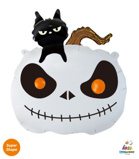 Mylar Cat and Pumpkin Halloween SuperShape h25" 1pc