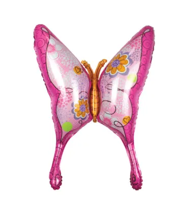 Mylar Butterfly Pink and Fuchsia SuperShape h42" 1pc