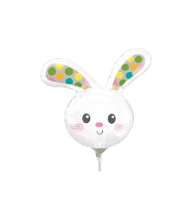 Mylar Rabbit Head with Polka Dots MiniShape h14" pack 5pcs