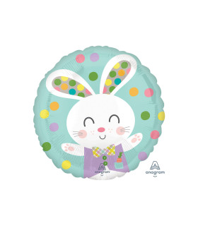 Mylar Bunny with Polka Dots Round 17" 1pc