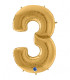 Mylar Number 3 Gold Giga 64" - 163cm 1pc