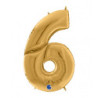 Mylar Number 6 Gold Giga 64" - 163cm 1pc