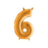 Mylar Gold miniloons number 6 (35cm) - pack 5 pcs.