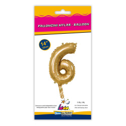 14" Number 6 Gold bag of 1pc