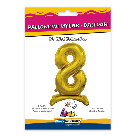 30" Standing Number 8 Gold bag of 1pc