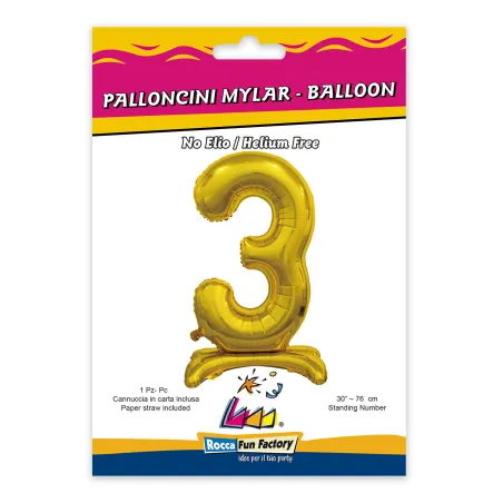 30" Standing Number 3 Gold bag of 1pc